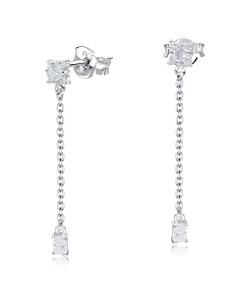 Rectangle Designed CZ Stone With Chain Drop Earring Stud STS-5543